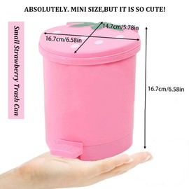 Strawberry Trash Can 1 Gallon Desk Plastic Cute Trash Can for Bedroom Cute Small Strawberry Trash Can