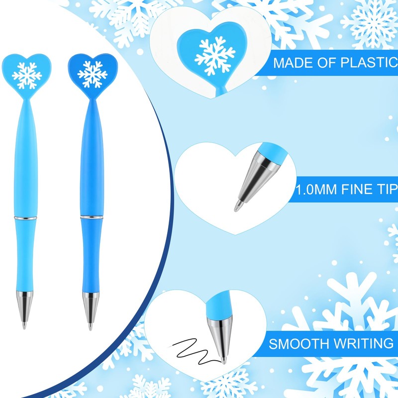 Seajan 48 Pcs Winter Snowflake Pens Bulk Winter Ballpoint Pens