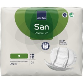 Abena San Premium Incontinence Pads, Heavy Absorbency, (Sizes 8 to 11), Size 9, 28 Count