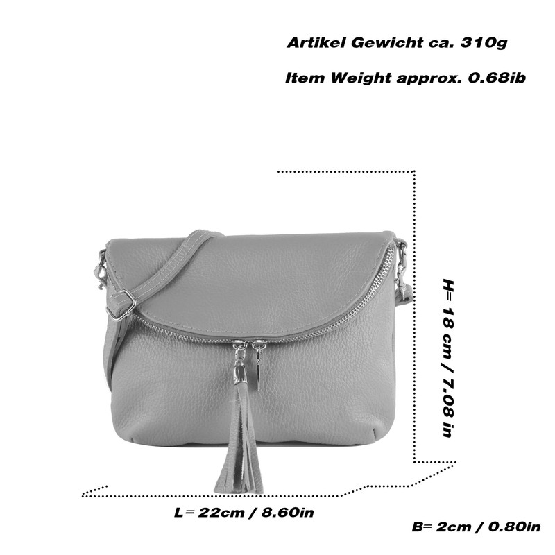 modamoda de - T07LEATHER - Small Italian Leather Shoulder Bag,