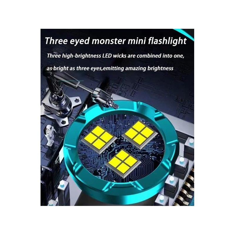 4PCS Three-Eyed Monster Mini Flash Super Power Flashlight, Thumb Flashlight