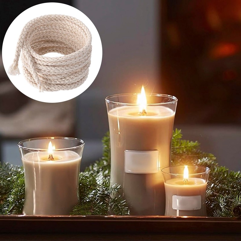 Pndeyo 65.6 Ft 1/8''(4mm) Oil Lamp Wicks, Round Cotton Lamp