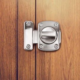 QWORK® Rotate Bolt Latch Lock Stainless Steel Gate Bathroom Door Lock, Applicable to Various Doors, Silver