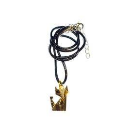 Miniblings Fox Necklace 45 cm Leather Cord Origami Cat Forest Golden Handmade Fashion Jewellery Leather Necklace Boys, Leather, No Gemstone