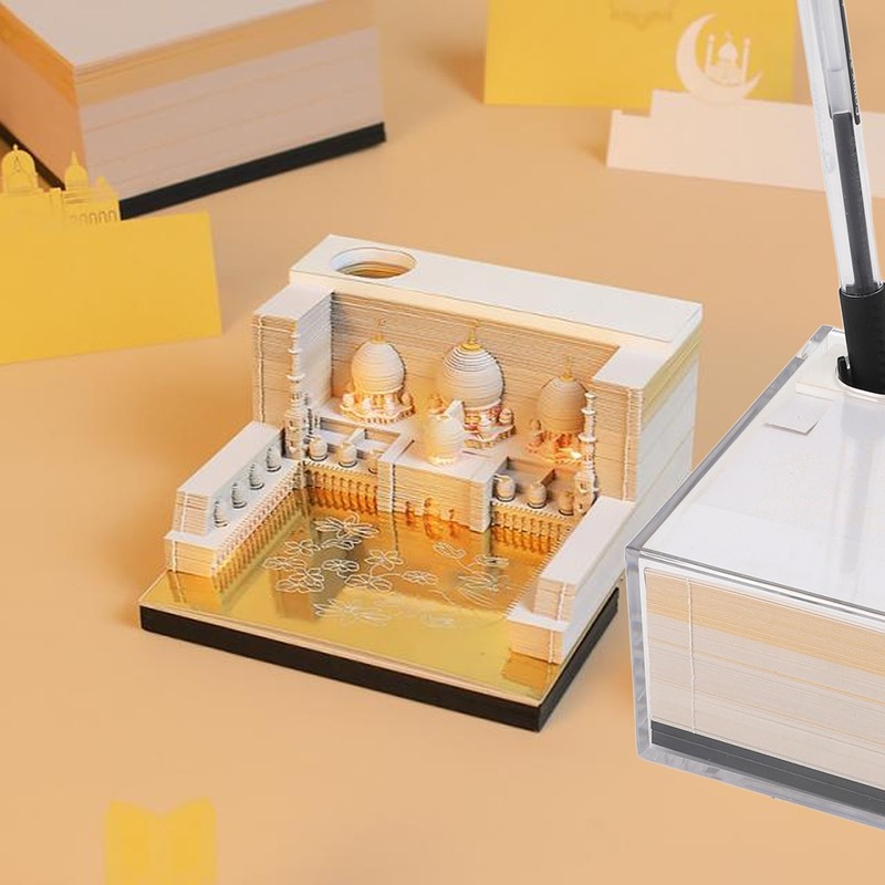 3D Mosque Notepad LED Lights 3D Tear Away Paper Sculpture