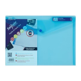 Snopake 12838X Polyfile A4 Popper Wallet File with Press Stud and Index Tab - Classic Blue (Pack of 5)