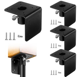 Hicarer 4 Pack Universal Mounting Flange for Bird Feeder Pole 1 Inch Diameter Bird Houses Metal Mounting 3.5 * 3.5 * 3.5 Inch Flange Mount Flange for Top and Side Outside, Yard, Garden