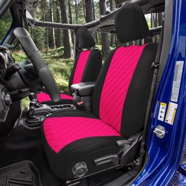 FH Group Custom Fit Car Seat Covers Specifically Made for Jeep Wrangler JL 4DR 2018-2024 Ultraflex Neoprene Waterproof Automotive Seat Covers Front Set Pink