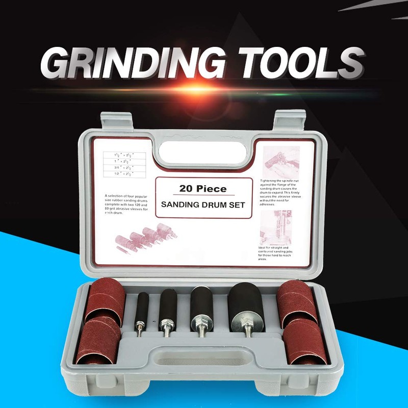 Sanding Drum Kit, 20Pcs Spindle Sanding Drum Sander Tool Set