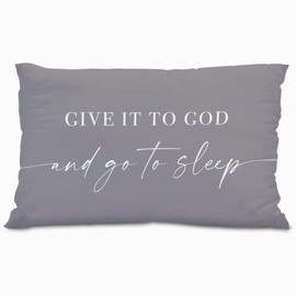 Knibeo Give It to God and Go to Sleep,Decorative Pillows Cover for Bed,Throw Pillows Cover for Bed,16x24 Inch Silk Pillow Case,Decorative Bed Pillows Cover for Bedroom Room（Black 16" x 24"）