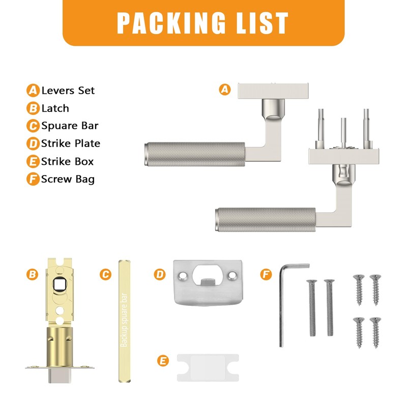 Amerdeco 1 Pack Privacy Door Handles, Brushed Satin Nickel Interior,