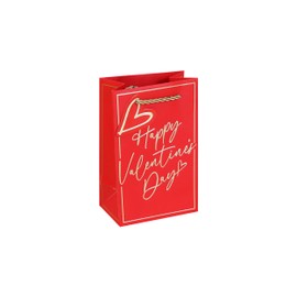 Eurowrap Happy Valentine’s Day Gift Bag Small – Red Foil Embossed Present Bag with Heart Tag & Twisty Rope Handle – Premium Love & Romance Gift Packaging