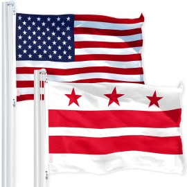 UD_G128 Combo Pack: USA American Flag 3x5 Ft 150D Printed Stars &Washington DC Flag 3x5 Ft 150D Printed