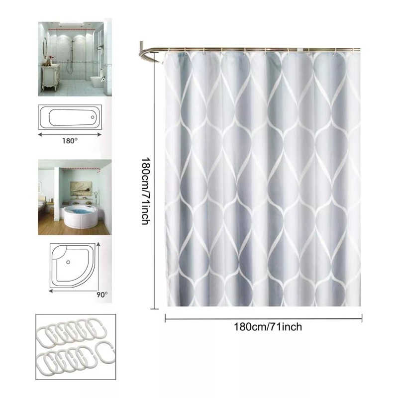 MARZSEFLO Cortina De Baño Gris Impermeable Y De Secado Rápido