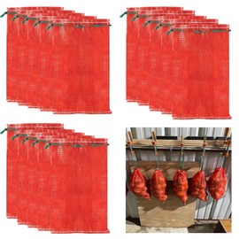 100 Pack10 lb Mesh Onion Bags, 10"×18" Mesh Produce Bags Hanging Reusable Breathable Vegetable Storage Net Bags with Drawstring for Onions Potatoes Citrus Crawfish