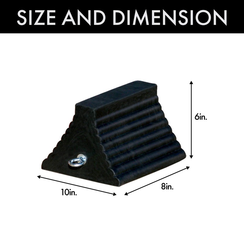 Roadblock RC815 Rubber Wheel Chock with Void Bottom, Black, 10"