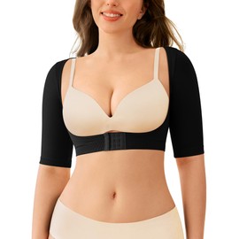 LODAY Arm Compression Sleeves for Women Lipo Upper Arm Shaper Post Surgery Slimming Arm Sleeve (Black, Small/Medium)