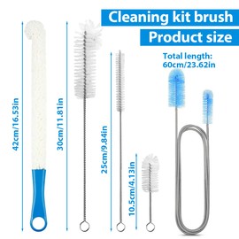 Sodastream Set of 5 Cleaning Set Brush, Bottle Brush, Long Bendable Bottle Brush, Catheter Brush for Cleaning Water Pipe, Cleaning Set for Various Bottles, Spout, Aquarium, Water Pipe