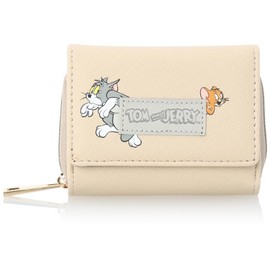 Marimo Craft tomjerry0048 Trifold Wallet, Wallet, Synthetic Leather, Coin Purse, Zip Around Zipper, For Work or School, Women's, Girls, Adults, High School Students, Children, Cute, Character, Beige