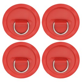 PATIKIL 3.1" Paddle Board D Rings, 4 Pcs Stainless Steel D-Ring PVC Patch Pad No Glue Include for Raft Kayak Inflatable Boat Surfboard, Red