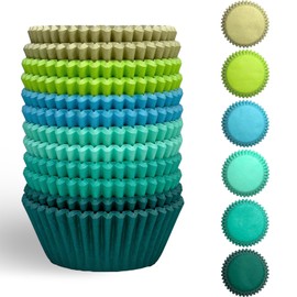 Gcardist Standard 300-Count Cupcake Liners Cupcake Cups Food Grade 6 Solid Green Colors Cupcake Papers Baking Cups Cupcake Wrappers (Standard Size)