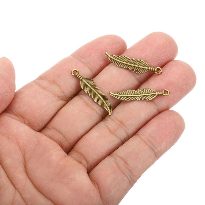 [PATIKIL] 100pcs Mini Vintage Feather Charms Metal Charms Pendant Charms