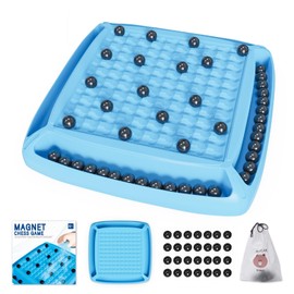 Magnetic Game Chess, Magnet Chess Game with 28pcs, Magnetic Board Games for Kids and Adults, Gifts for Boys & Girls, 2-4 Players (Blue 28)
