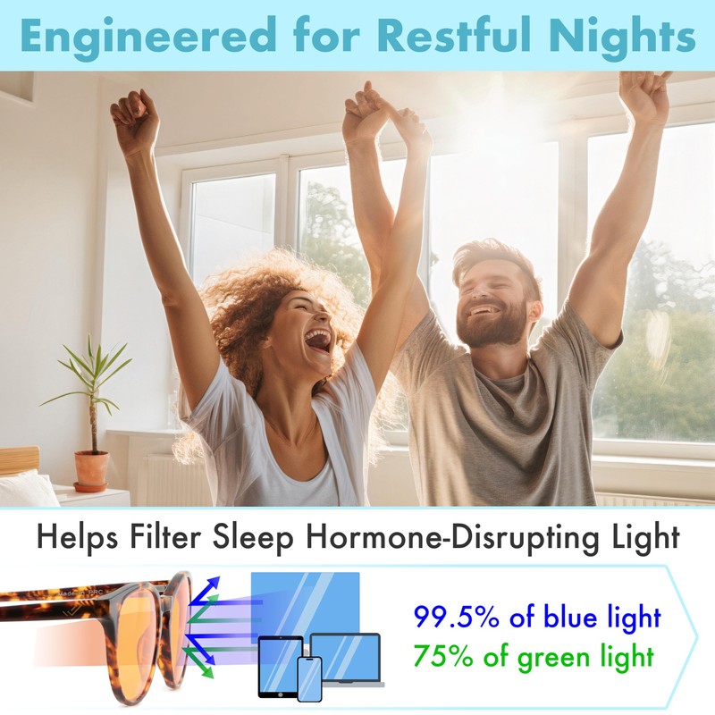 Orange Blue Light Blocking Glasses for Better Sleep - 99.5%