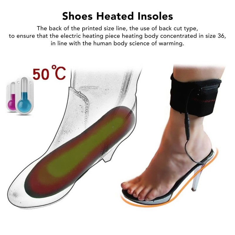 Heated Insoles Soft Warm Breathable Cuttable Electric Heating Insoles with