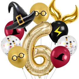 Zailo 40-inch Number Magic Wizard School Balloons, Magic Wizard Themed Party Decorations, Snitch Balloons Suitable for Magic Themed Birthdays Baby Shower Party Supplies (Number 9)