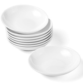 Leegg Small White Snack Bowls Ceramic Dip Bowls 3.93" Mini Serving Plates for Sauce Ingredients Nuts (8 White)