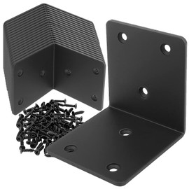 AYSUM 20Pcs Black Angle Bracket 2"x2"x2", Stainless Steel L Brackets for Wood, Heavy Duty Corner Brackets Metal Corner Brace for Bed Furniture Bookshelf