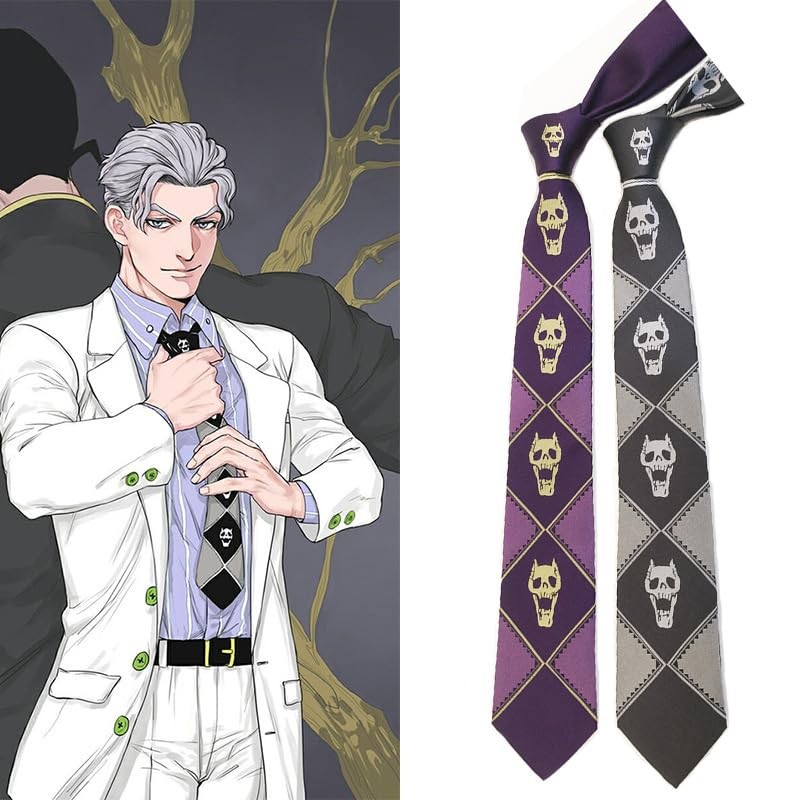 JoJo Skeleton Silk Tie for Cosplay Costume, Tie Silk Anime