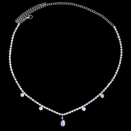 NAISKA Silver Rhinestone Head Chain Headband Wedding Bride Crystal Headpieces Waterdrop Design Hair Chains Bridal Headwear Costume Party Hair Accessories for Women and Girls