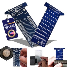 HexSizer Heavy Hex Nut, Bolt & Stud Gauge Tool & Thread Pitch Checker Set - Thread Measuring Gauge Set, Compact, Durable Anodized Aluminum Gauge Measuring Nuts, Studs, and Bolts - Metric Measurement