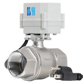 HSH-Flo 1-1/4" DN32 110-230VAC Normally Closed CF8/Stainless Steel 304 Manual Override Motorized Electrical Ball Valve with U.S. Plug