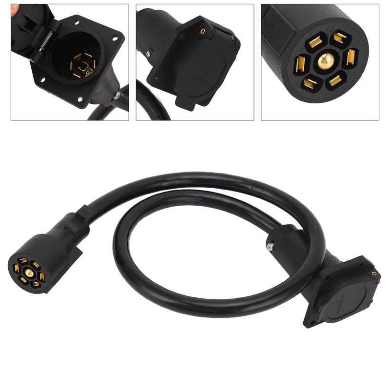 Trailer Extension Cord 7 Way 3ft Double Prong Male Plug