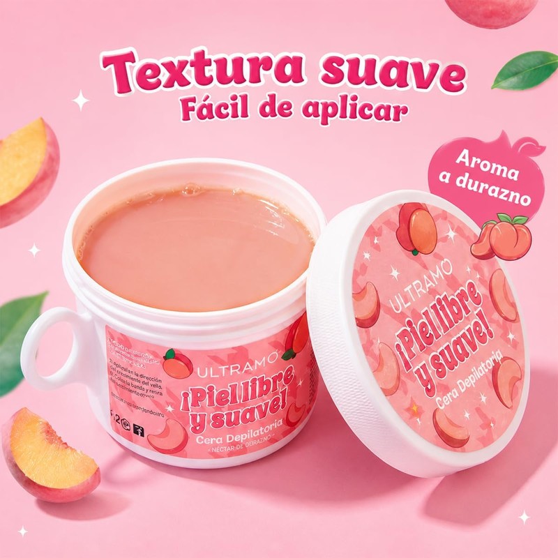 Cera Depilatoria Suave ULTRAMO Durazno – Depilación Sin Dolor para