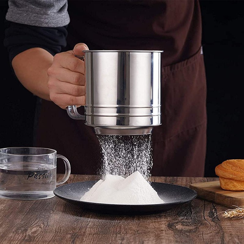 ANCLLO Hand Squeeze Fine Mesh Flour Sifter - Stainless Steel