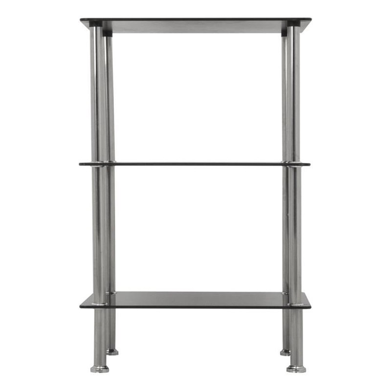 AVF Transitional Steel and Glass Small 3-Tier Shelving Unit in