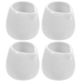 YARNOW 4pcs White Ceramic Mini Milk Jug with Spout, 50ml Creamer Pitcher for Coffee, Tea, Sauces, and Condiments, Ideal for Home, Parties, and Restaurants