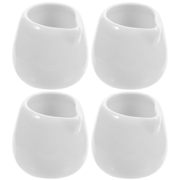 YARNOW 4pcs White Ceramic Mini Milk Jug with Spout, 50ml
