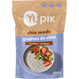 Yupik Raw Black Chia Seeds, 300 g, Gluten-Free, Kosher, Natural Plant-Based Seeds, Superfood, Source of Omega-3 and Magnesium, Rich in Fiber, Gels Easily