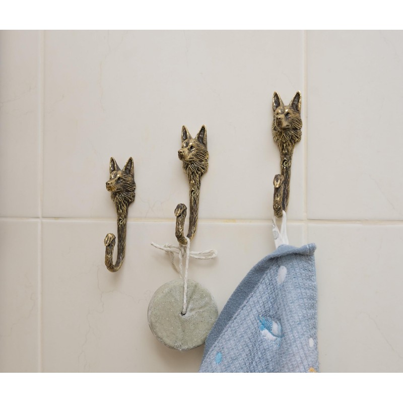 TUTURA LUTSS German Shepherd Wall Hook – Solid Brass Dog