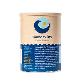 Harmony Bay Decaf Hazelnut Flavored Coffee - 100% Arabica Gourmet Ground Decaffeinated Light Roast - Small Batch Aromatic Nutty Flavored - 12 oz Can (Pack of 6)