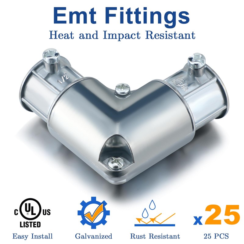 Gisafai 5 Pcs EMT Conduit Fittings Inside Corner Pull Elbow,