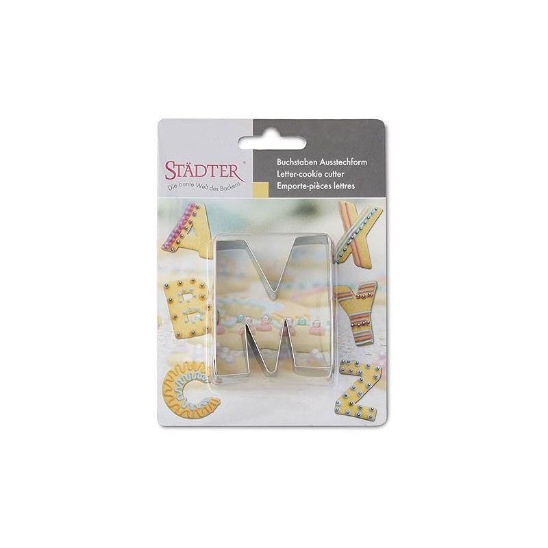 Staedter Letter M Cookie Cutter, Silver