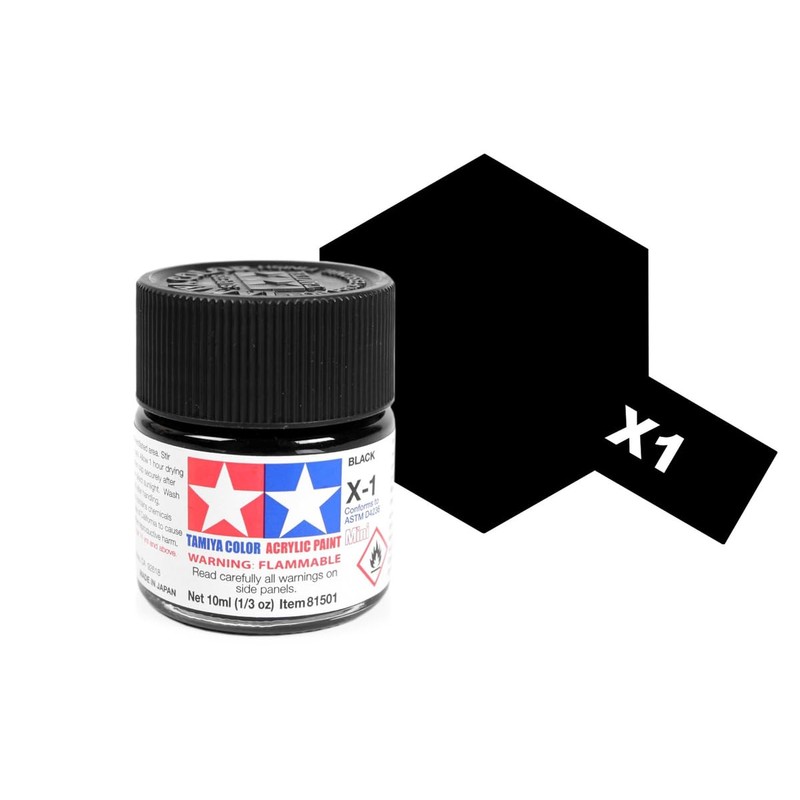 Tamiya Acrylic Mini X1 Black TAM81501 Plastic Paint Acrylic
