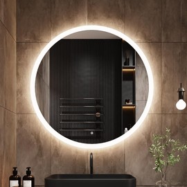 MIRROLIA 24" Round led Bathroom Mirror with Lights 3D Backlit Mirror 3 Color Temperatures Anti-Fog Adjustable Brightness Memory Function ETL Listed IP44 Waterproof