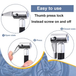 Melphan-Auto Flexible Tire Valve Extension Adapter, Locking Air Chuck Quick Connect and Release, Pressure Adjustable Tire Inflator Pump Hose Adapter for Car Motorcycle Bike,1PC